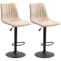 Sgabelli da Bar Set 2 Pezzi ad Altezza Regolabile, in Acciaio e Poliestere, 47.5x57.5x95-116 cm, Marrone