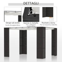 Gazebo Pergola da Giardino 3x3m con Tenda Scorrevole, Struttura in Metallo e Rattan PE, Nero