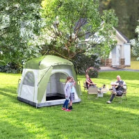 Tenda da Campeggio 2 Posti Pop Up con Porta a Cerniera e 3 Finestre, 240x240x199 cm, Verde