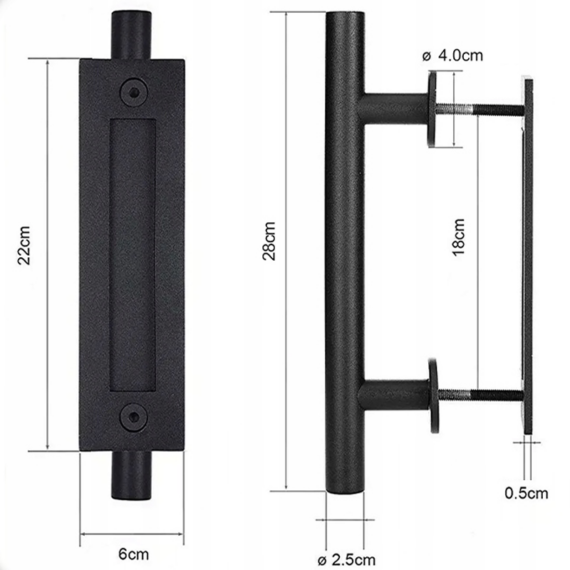 Maniglia per Porta Scorrevole Stile Loft Retrò Nero Opaco Premium