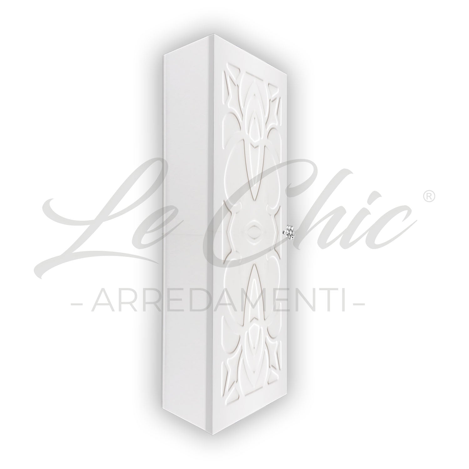 Mobile bagno sospeso completo Luxury con colonna - 90, Specchiera led rettangolare