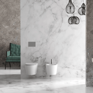 Coppia Di Sanitari Alice Ceramica Sospeso Senza Brida Bianco Lucido "Form"