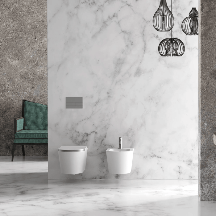 Coppia Di Sanitari Alice Ceramica Sospeso Senza Brida Bianco Lucido "Form"