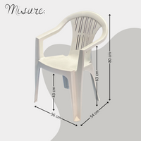 Sedia Da Giardino In Plastica Con Braccioli Impilabile - Set di 6 Sedie Per Esterno - Ratak - Bianca