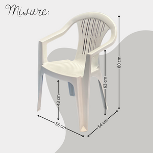 Sedia Da Giardino In Plastica Con Braccioli Impilabile - Set di 6 Sedie Per Esterno - Ratak - Bianca