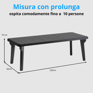 Tavolo da giardino allungabile in plastica Bergen 160-220x90x74 cm - Bianco