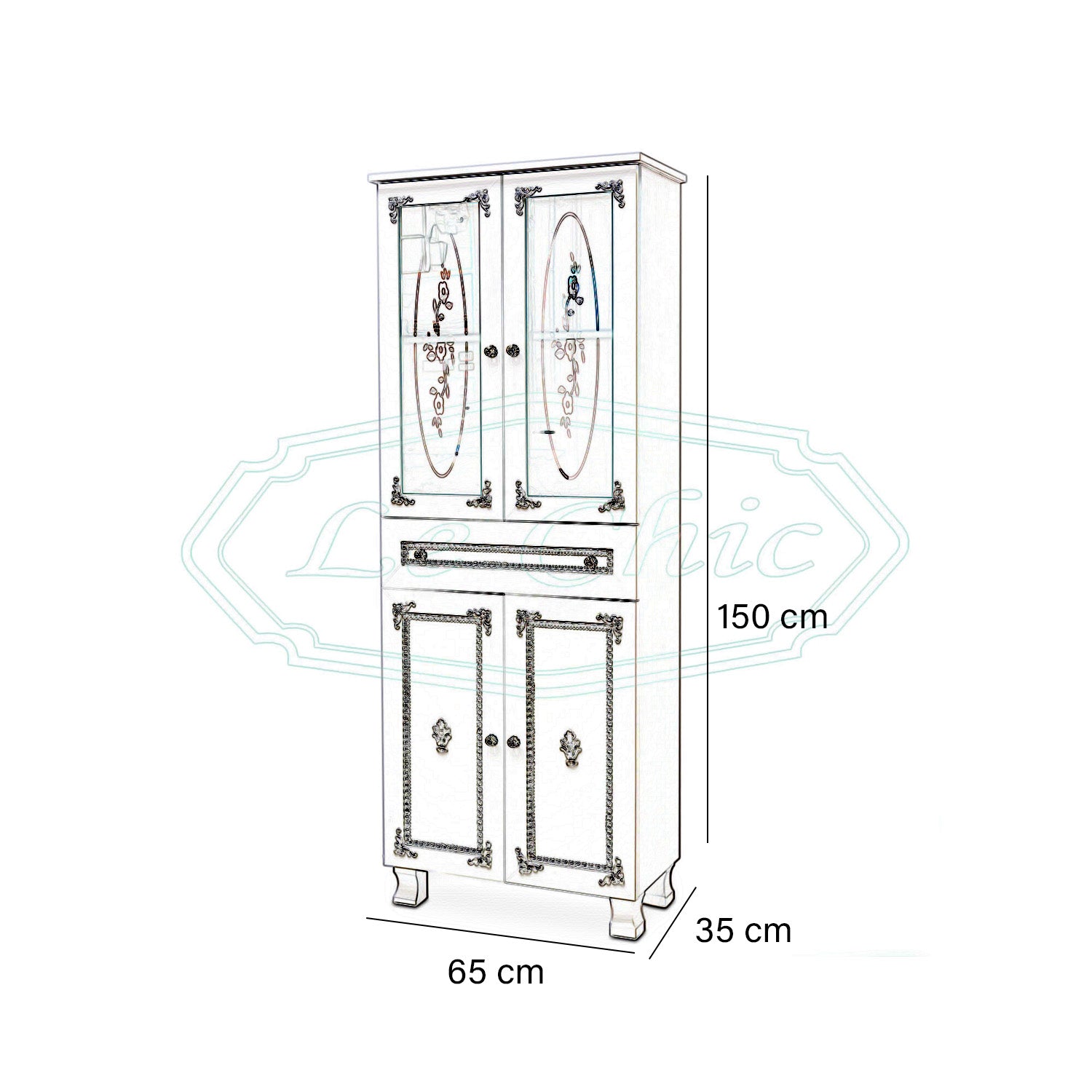 Colonna barocco white 150 cm con decorazioni
