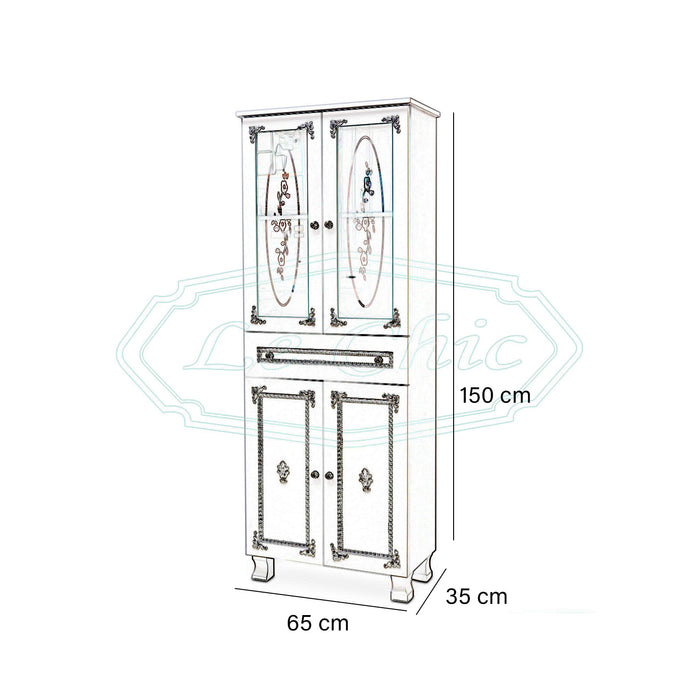 Colonna barocco white 150 cm con decorazioni