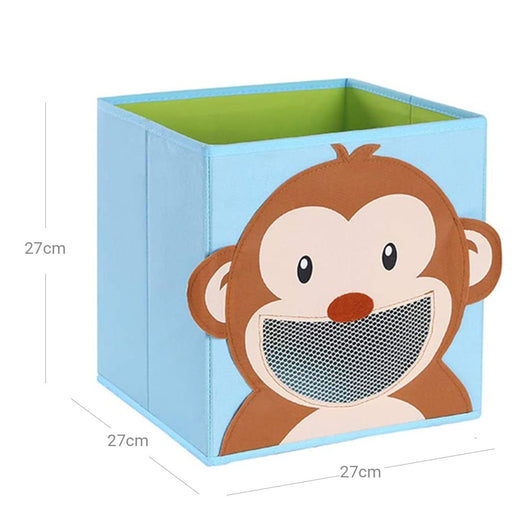 Set di 3 contenitori portaoggetti organizer per giocattoli cubi pieghevoli per soggiorno cameretta dei bambini sala giochi 27 x 27 x 27 cm motivi animali multicolori 12_0003375