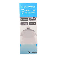 3 Faretti LED da Incasso Dimmerabili 5W 220V Rotondi Bianchi 3000K D87mm H36mm Foro 70mm IP65