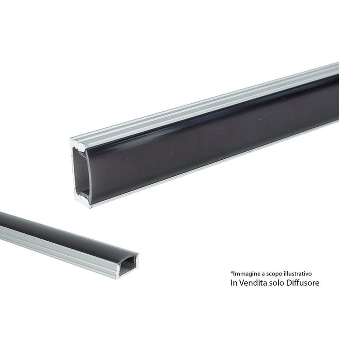 3 Metri Diffusore Copertura PC Fumé Nera Smerigliata per Profilo Alluminio Strip LED Universale