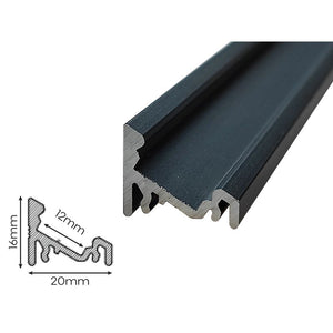 3 Metri Profilo Barra Alluminio Angolare 30/60 Gradi Colore Nero 20X16mm Interno 12mm
