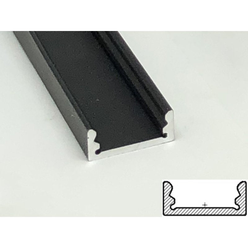 3 Metri Profilo Barra Alluminio Anodizzato Standard 17,4X7mm Colore Nero Interno 12mm