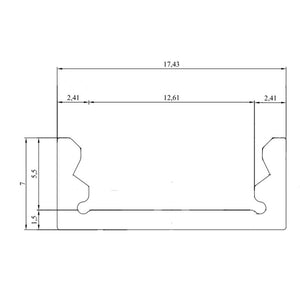 3 Metri Profilo Barra Alluminio Anodizzato Standard 17,4X7mm Colore Nero Interno 12mm