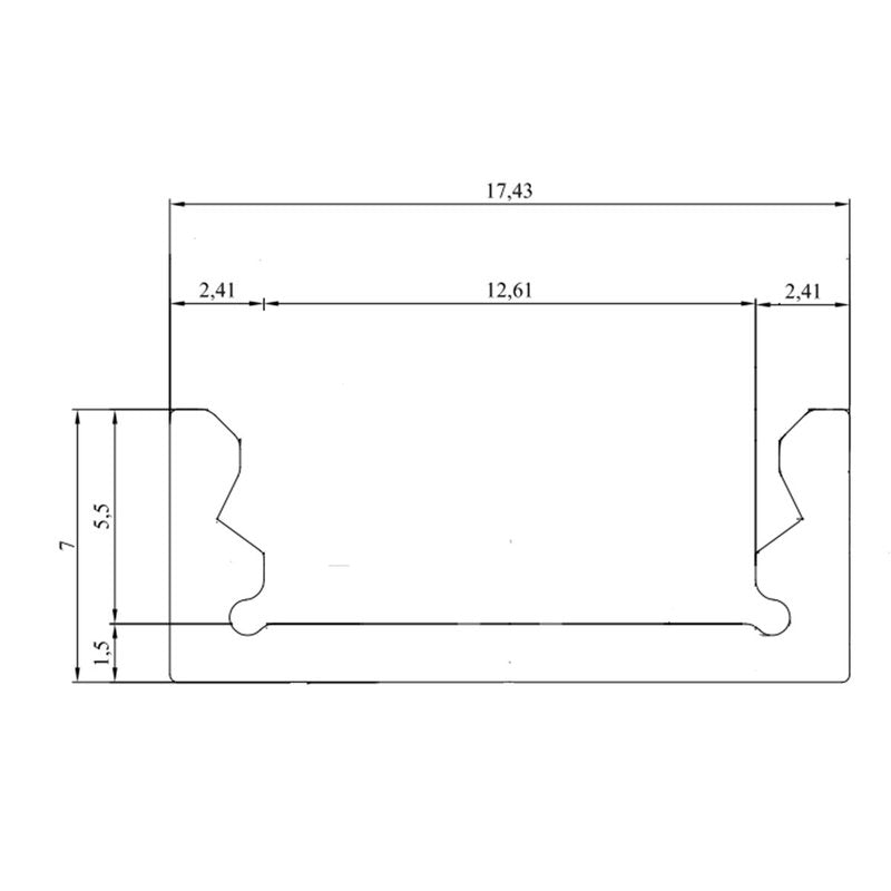 3 Metri Profilo Barra Alluminio Anodizzato Standard 17,4X7mm Colore Nero Interno 12mm