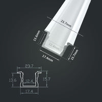 3 Metri Profilo Barra Alluminio Incasso Alto Profondo Bianco 24x15,3mm Interno 13mm