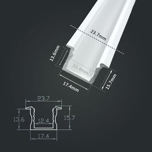 3 Metri Profilo Barra Alluminio Incasso Alto Profondo Bianco 24x15,3mm Interno 13mm