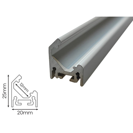 3 Metri Profilo Barra Alluminio Parete Illuminazione Angolare Bianco 20x25mm Interno 12mm