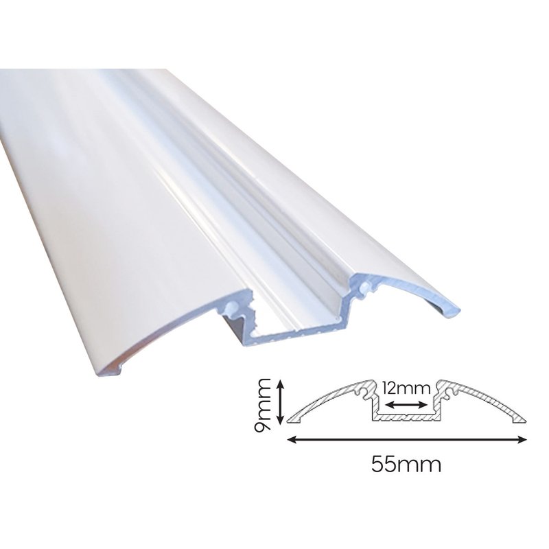 3 Metri Profilo Barra Alluminio Da Pavimento Colore Bianco 55X9,5mm Interno 12mm