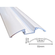 3 Metri Profilo Barra Alluminio Da Pavimento Colore Bianco 55X9,5mm Interno 12mm