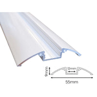 3 Metri Profilo Barra Alluminio Da Pavimento Colore Bianco 55X9,5mm Interno 12mm