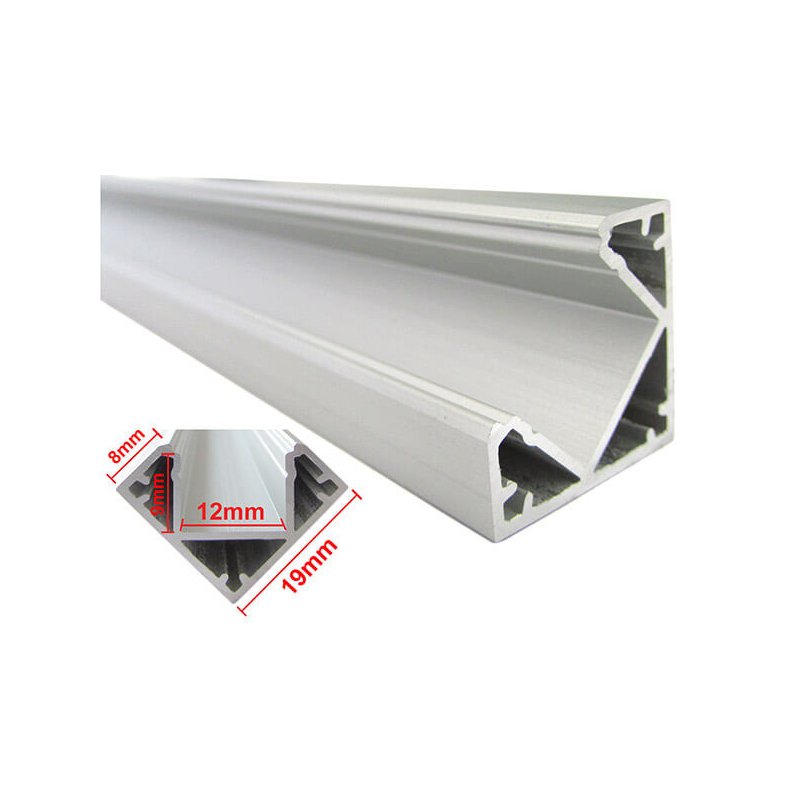3 Metri Profilo Canalina Barra Alluminio LED Anodizzato Angolare Corner Curva 90° per Strip LED fino 12mm