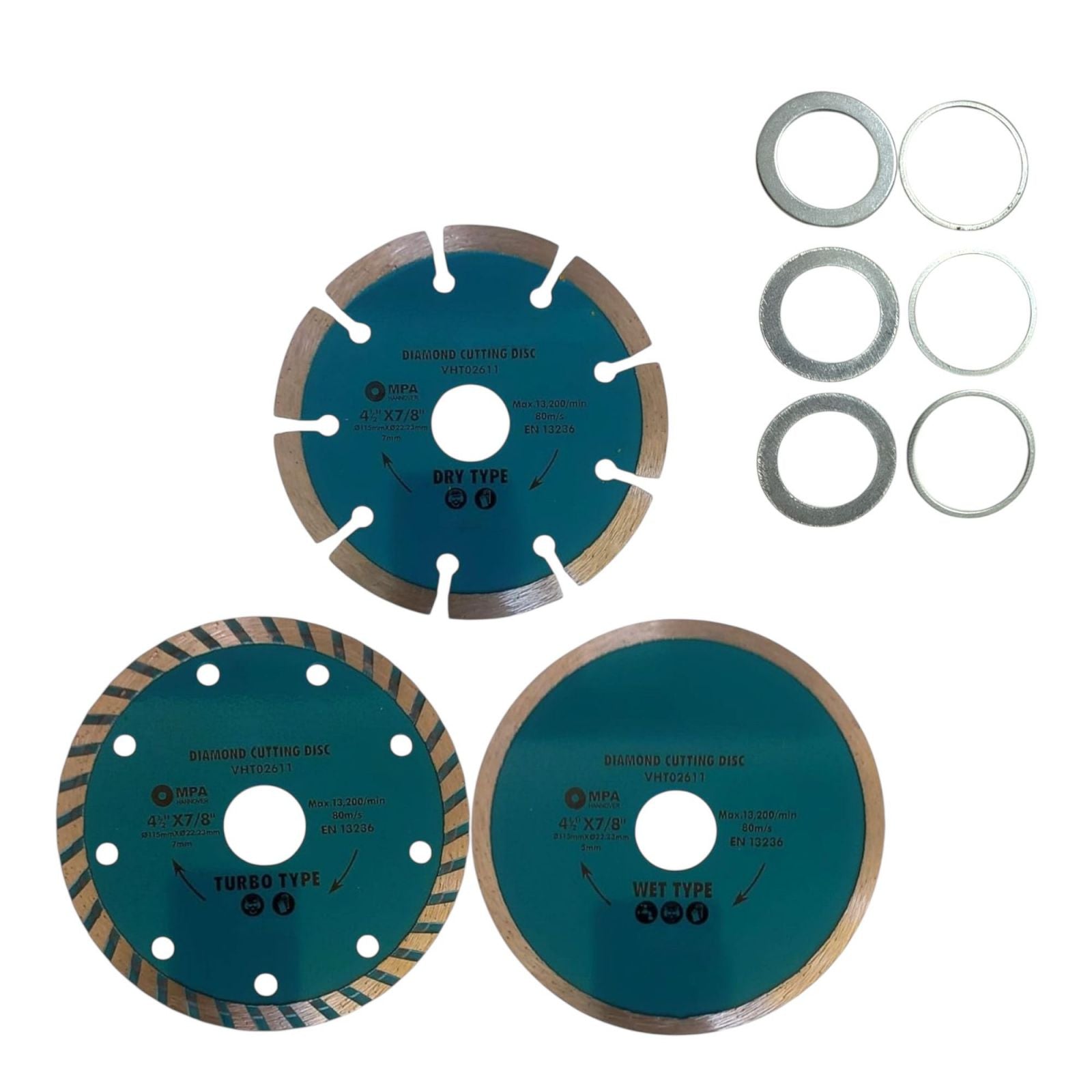 3 Pezzi Disco Diamantato 115mm Taglio per Cemento, Calcestruzzo, Pietra, Mattoni VHT02611