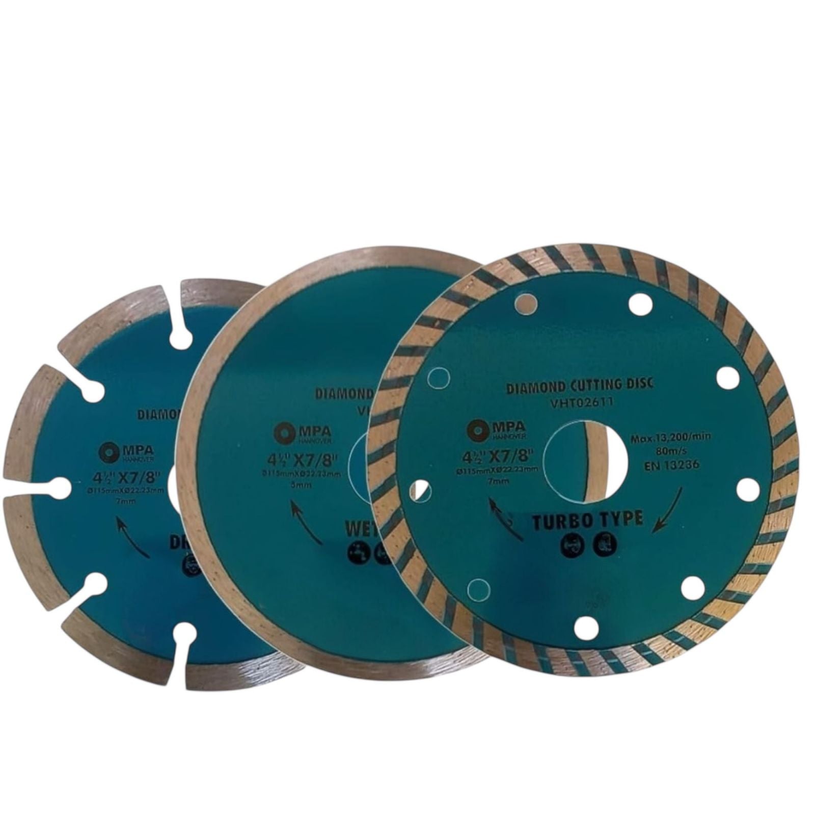 3 Pezzi Disco Diamantato 115mm Taglio per Cemento, Calcestruzzo, Pietra, Mattoni VHT02611