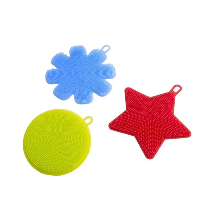 3 SPUGNE MULTIUSO TERMICHE IN SILICONE ANTIBATTERICHI PER CUCINA PIATTI BAGNO