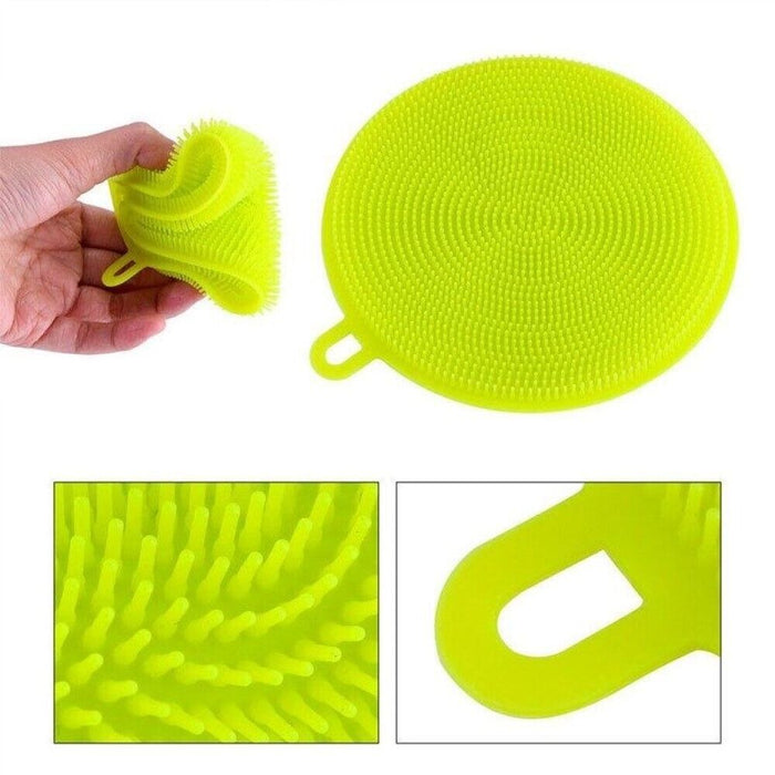 3 SPUGNE MULTIUSO TERMICHE IN SILICONE ANTIBATTERICHI PER CUCINA PIATTI BAGNO