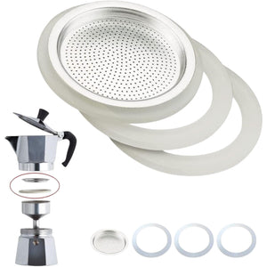 3 Tazze Guarnizione e Filtro Caffettiera Universale per Moka  (3 tazze) 53326