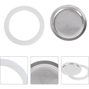 3 Tazze Guarnizione e Filtro Caffettiera Universale per Moka  (3 tazze) 53326