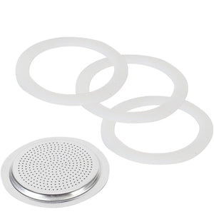 3 Tazze Guarnizione e Filtro Caffettiera Universale per Moka  (3 tazze) 53326