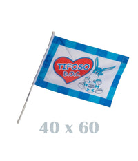 2 Bandiere Con Asta 40x60 Napoli Tifoso Doc Italia Scudetto Calcio Squadra         