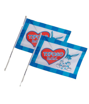 2 Bandiere Con Asta 40x60 Napoli Tifoso Doc Italia Scudetto Calcio Squadra         