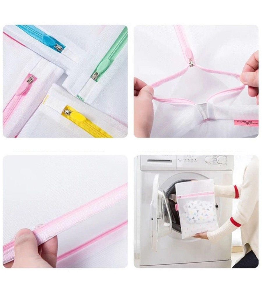 3 Borsa A Rete Con Zip Cerniera 40x50 Cm Proteggi Lava Capi Delicati Biancheria         