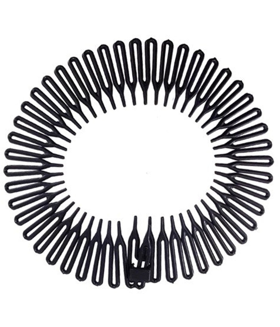 3 Cerchietto Frontino Raggiera Nero 10cm Ferma Capelli In Plastica Acconciatura         