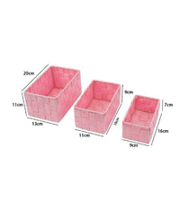 3 Cestini Tessuto Scatole Organizer Bagno Porta Oggetti Bagnoschiuma Rosa 79053         