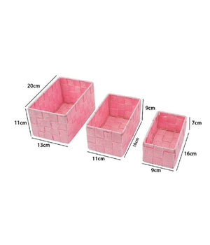 3 Cestini Tessuto Scatole Organizer Bagno Porta Oggetti Bagnoschiuma Rosa 79053         