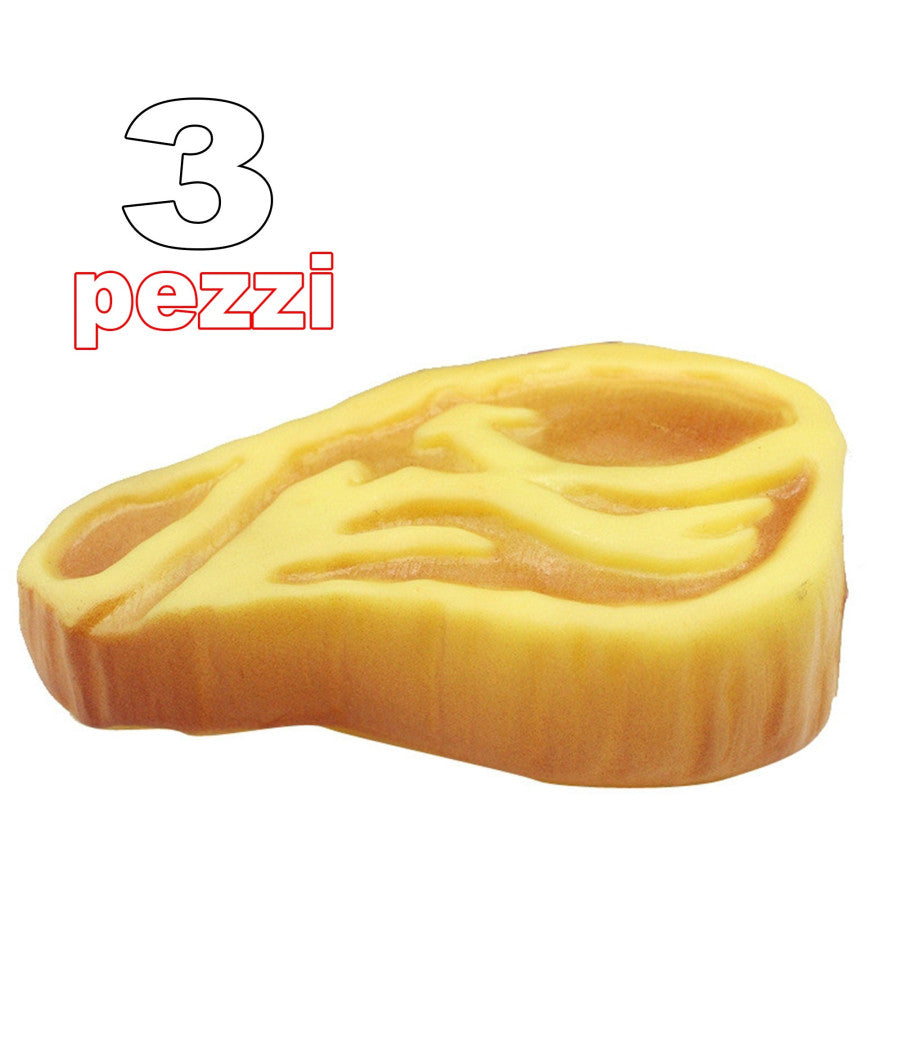 3 Giocattolo Bistecca Maiale Gomma Suono Resistente Da Masticare Per Cani         