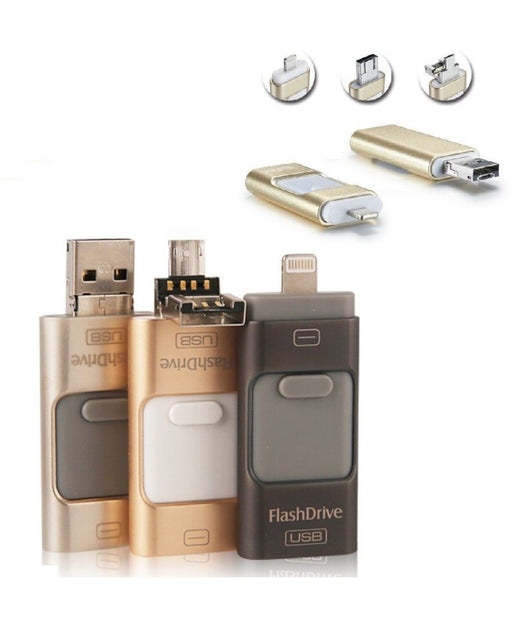 3 In 1 Flashdrive 16gb Usb Scomparsa Per Smartphone Pc Archivio Memoria Dati         