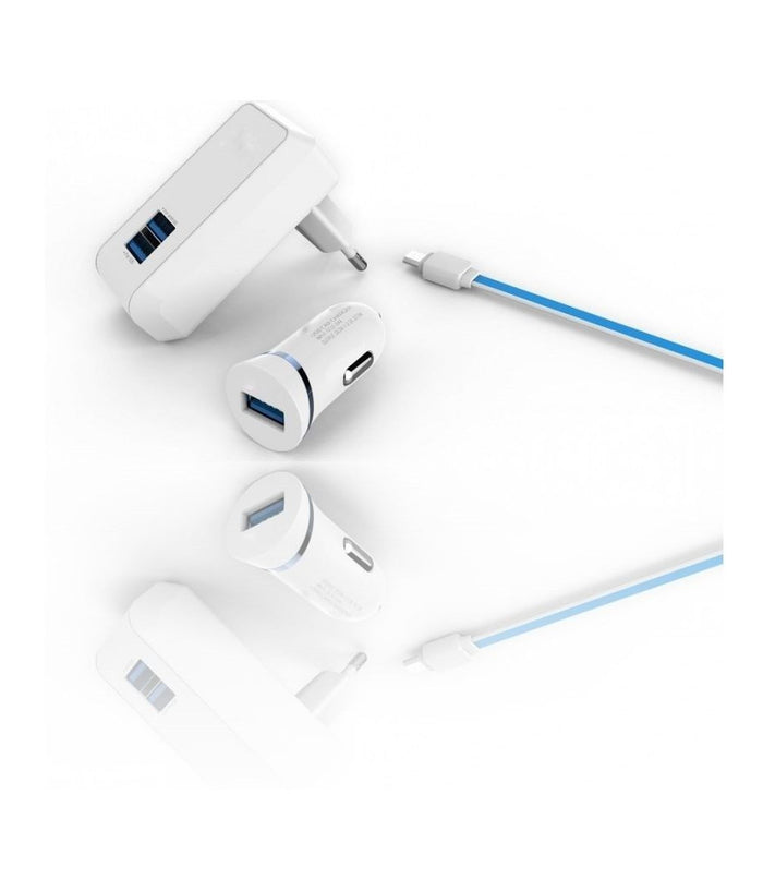 3 In 1 Spina Alimentatore Con 2 Porte Usb Adattatore Smartphone Cellulare         