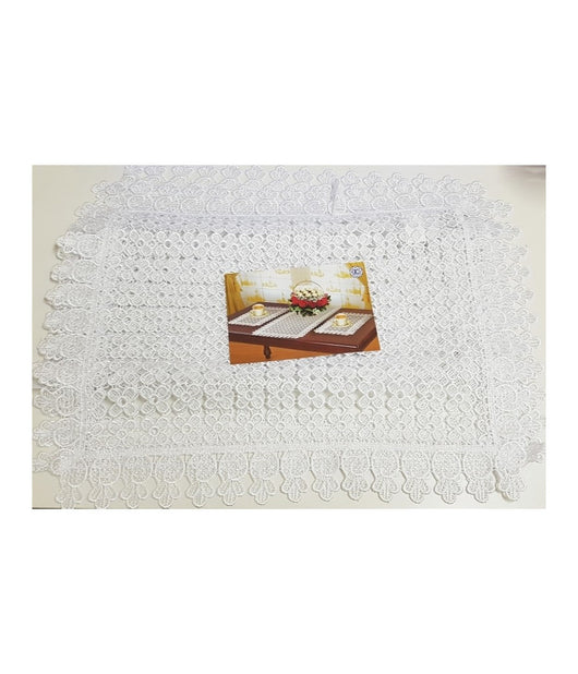 3 Pezzi Centrini Centrino Centrotavola Bianco Merletto Fiori Runner Tessuto         