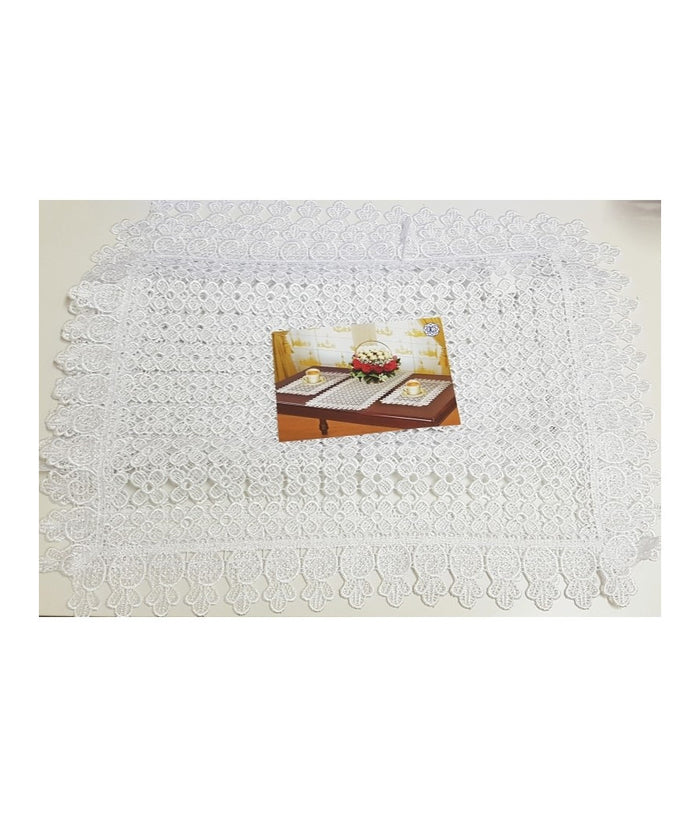 3 Pezzi Centrini Centrino Centrotavola Bianco Merletto Fiori Runner Tessuto         