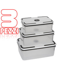 3 Pezzi Contenitore Cucina Per Cibo Pranzo Plastica Trasparente Salva Freschezza         