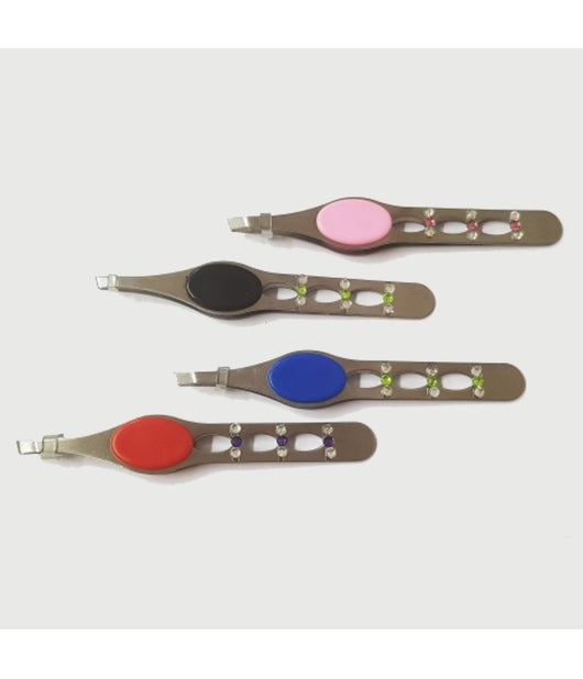 3 Pinzetta Pinzette Glitter Colorate Casuali Ergonomica Acciaio Sopracciglia         