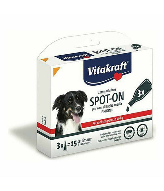 3 Pipette Trattamento Antiparassitario Cane Pulci Zecche Taglia Media 10 20 Kg         