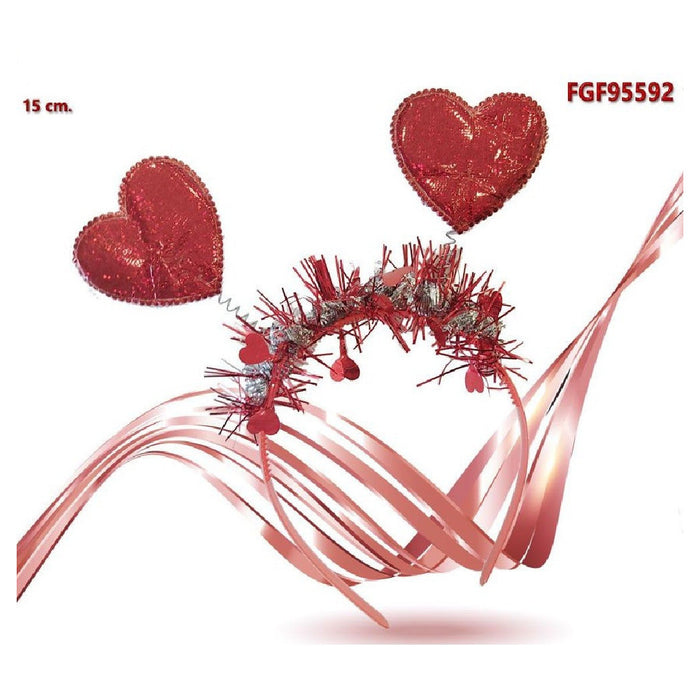 Trade Shop - 3 Pz Cerchietto Capelli In Plastica Con Cuori Molle Orpello San Valentino 95592 -