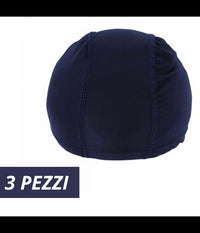 3 Pz Cuffia Piscina Mare Nuoto Pressata Monocolore Blu Con Fascia Elastica 2 Cm         