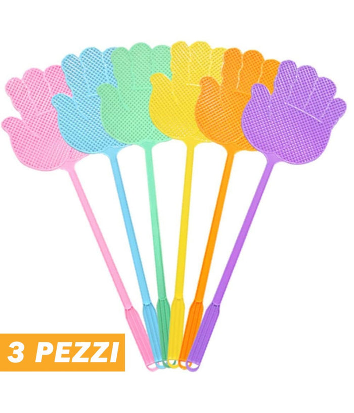 3 Pz Paletta Abbattimosche Abbatti Mosche Scaccia Insetti Colori Assortiti 47 Cm         